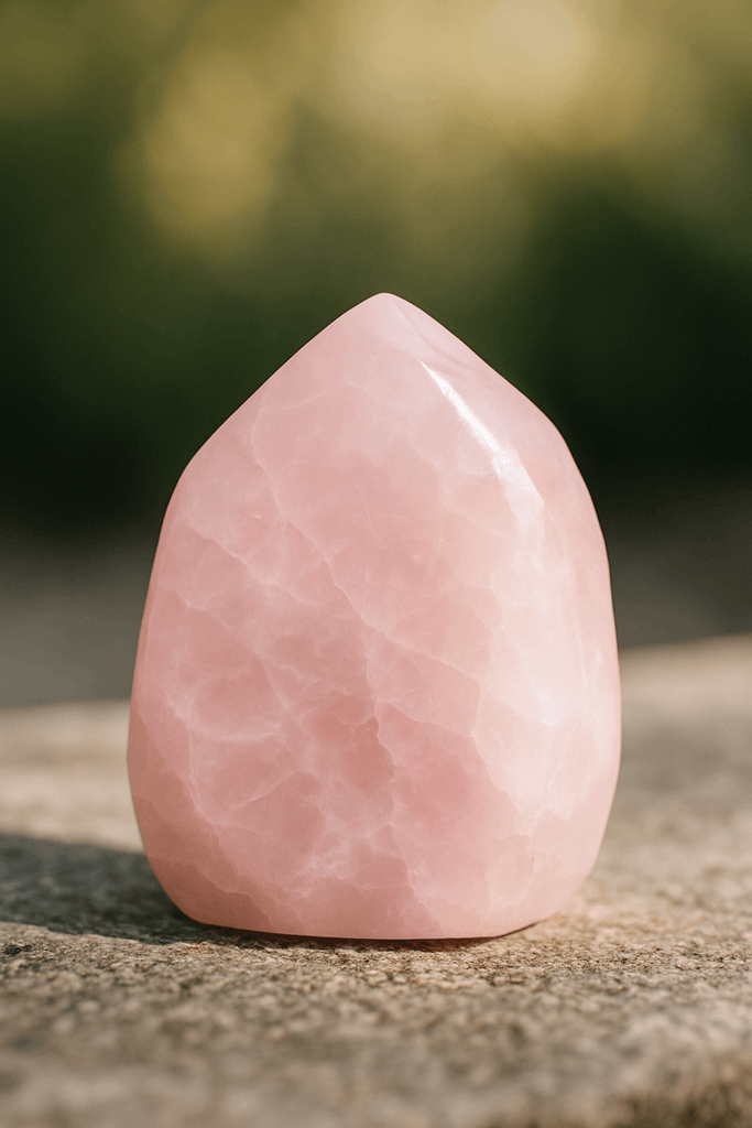 Quartz rose, pierre d’amour, chakra cœur, guérison émotionnelle, lithothérapie, douceur, L’Harmonie Précieuse