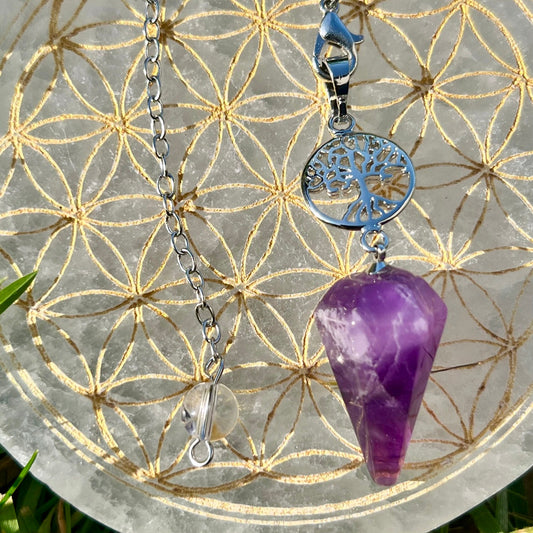 Pendule Arbre de Vie facetté – Améthyste | Intuition & Sérénit